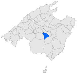 Localització de Montuïri respecte de Mallorca
